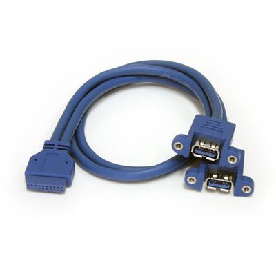 StarTech.com 2 Port Panel Mount USB 3.0 (5Gbps) Cable - USB A to Motherboard Header Cable F/F - Thumbnail 2