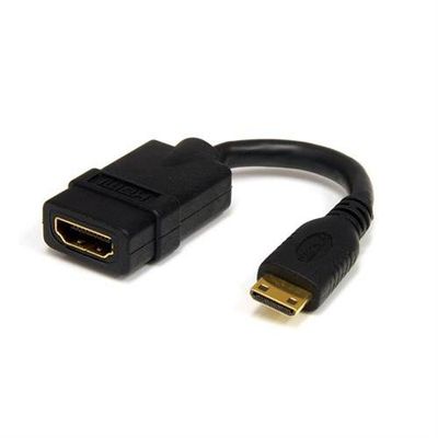 StarTech.com 5in (13cm) Mini HDMI to HDMI Adapter - 4K High Speed HDMI Adapter - 4K 30Hz Ultra HD High Speed HDMI Adapter - HDMI 1.4 - Gold Plated Connectors - UHD Mini HDMI Adapter 4K - Black