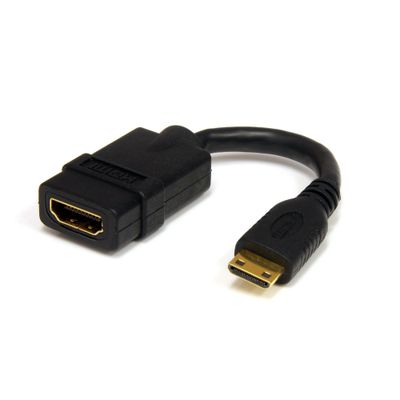 StarTech.com 5in (13cm) Mini HDMI to HDMI Adapter - 4K High Speed HDMI Adapter - 4K 30Hz Ultra HD High Speed HDMI Adapter - HDMI 1.4 - Gold Plated Connectors - UHD Mini HDMI Adapter 4K - Black - Thumbnail 2