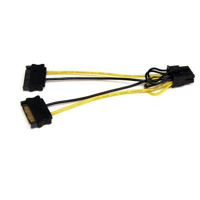 StarTech.com 6in SATA Power to 8 Pin PCI Express Video Card Power Cable Adapter SATA 15-pin PCI-E (8-pin) 0.15 m Male Male Black Yellow - Thumbnail 2