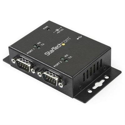 StarTech.com 2 Port Industrial Wall Mountable USB to Serial Adapter Hub with DIN Rail Clips - TAA