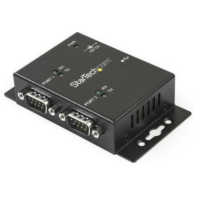 StarTech.com 2 Port Industrial Wall Mountable USB to Serial Adapter Hub with DIN Rail Clips - TAA - Thumbnail 2