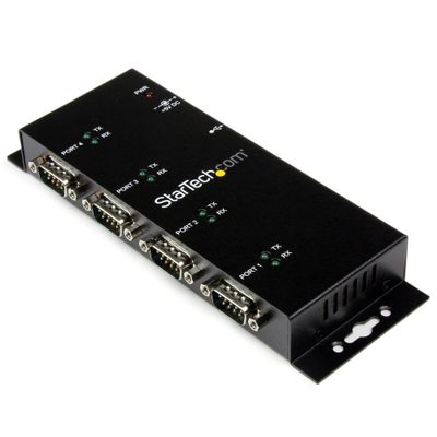 StarTech.com 4 Port USB to DB9 RS232 Serial Adapter Hub Industrial DIN Rail and Wall Mountable - TAA - Thumbnail 2