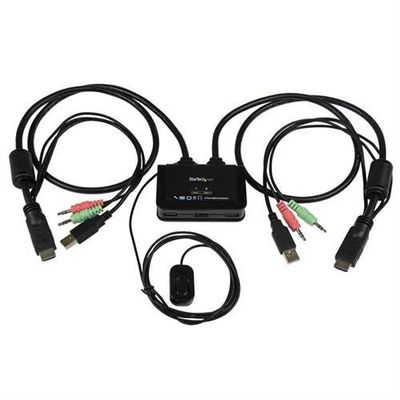 StarTech.com 2 Port USB HDMI Cable KVM Switch with Audio and Remote Switch USB Powered