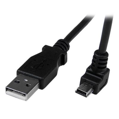 StarTech.com 2m Mini USB Cable - A to Down Angle Mini B. Cable length: 2 m. Connector 1: USB A Connector 2: Mini-USB B USB version: USB 2.0 Maximum data transfer rate: 0.48 Gbit/s Connector contacts plating: Nickel Product colour: Black - Thumbnail 2