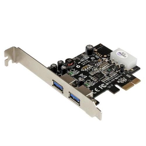 StarTech.com 2 Port PCI Express PCIe SuperSpeed (5Gbps) USB 3.0 Card Adapter with UASP - LP4 Power - Image 1