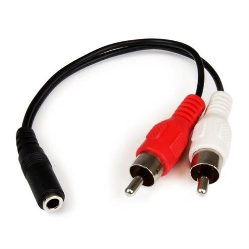 StarTech.com 6in Stereo Audio Cable - 3.5mm Female to 2x RCA Male - Image 1