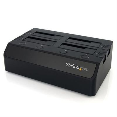 StarTech.com 4-Bay USB 3.0 to SATA Hard Drive Docking Station USB Hard Drive Dock External 2.5/3.5" SATA III SSD/HDD Docking Station Hot-Swap Hard Drive Bay Top-Loading