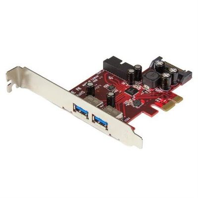 StarTech.com 4 Port PCI Express USB 3.0 Card - 5Gbps - 2 External & 2 Internal - SATA Power - UASP Support - 2x Internal (IDC) Motherboard-Style Headers - TAA PCIe SATA USB 3.2 Gen 1 (3.1 Gen 1) Full-height / Low-profile PCI 2.0 Metallic Red