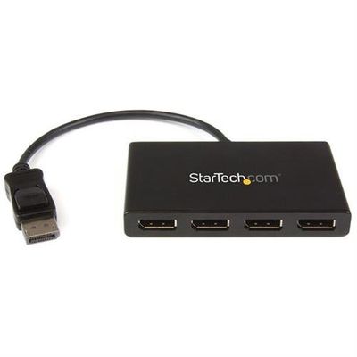 StarTech.com 4-Port Multi Monitor Adapter - DisplayPort 1.2 MST Hub - 4x 1080p - DisplayPort Video Splitter for Extended Desktop Mode on Windows PCs Only - DP to Quad DP Monitors DisplayPort 4x DisplayPort 3840 x 2160 pixels Black Plastic 30 Hz