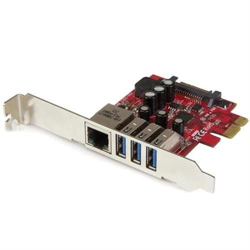StarTech.com 3-Port PCI Express USB 3.0 Card + Gigabit Ethernet - 5Gbps - TAA - Image 1