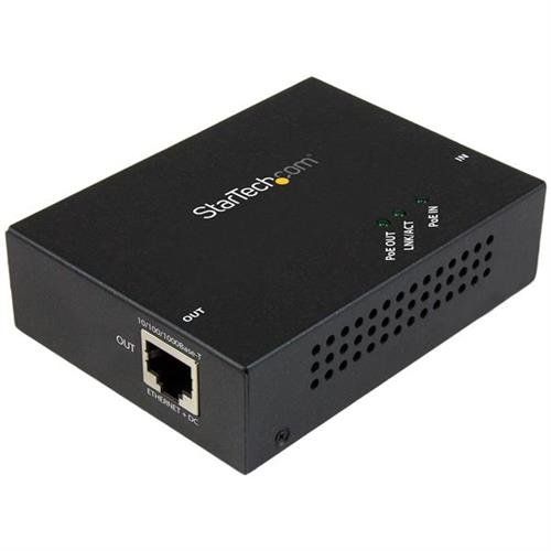 StarTech.com 1-Port Gigabit PoE+ Extender - 802.3at and 802.3af - 100 m (330 ft) - TAA Network repeater 100 m 2000 Mbit/s Full Half 50000 h 10/100/1000Base-T(X) - Image 1