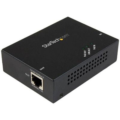 StarTech.com 1-Port Gigabit PoE+ Extender - 802.3at and 802.3af - 100 m (330 ft) - TAA Network repeater 100 m 2000 Mbit/s Full Half 50000 h 10/100/1000Base-T(X) - Thumbnail 2