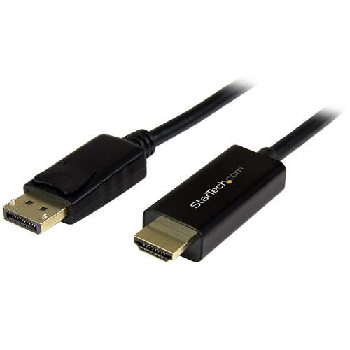 StarTech.com 6.6ft (2m) DisplayPort to HDMI Cable - 4K 30Hz - DisplayPort to HDMI Adapter Cable - DP 1.2 to HDMI Monitor Cable Converter - Latching DP Connector - Passive DP to HDMI Cord - Image 1