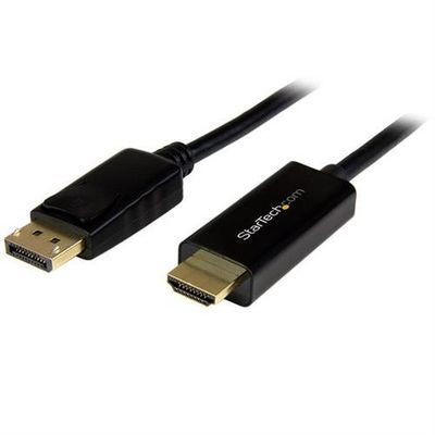 StarTech.com 3.3ft (1m) DisplayPort to HDMI Cable - 4K 30Hz - DisplayPort to HDMI Adapter Cable - DP 1.2 to HDMI Monitor Cable Converter - Latching DP Connector - Passive DP to HDMI Cord 1 m DisplayPort HDMI Type A (Standard) Male Male Straight