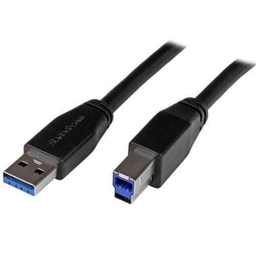 StarTech.com 5m (16ft) Active USB 3.0 (5Gbps) USB-A to USB-B Cable - M/M - Image 1