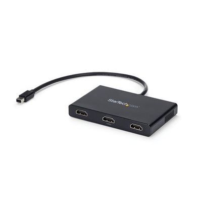StarTech.com 3-Port Multi Monitor Adapter - Mini DisplayPort to HDMI MST Hub - Triple 1080p or Dual 4K 30Hz - Video Splitter for Extended Desktop Mode on Windows Only - mDP 1.2 to 3x HDMI Mini DisplayPort 3x HDMI 3840 x 2160 pixels Black Plastic