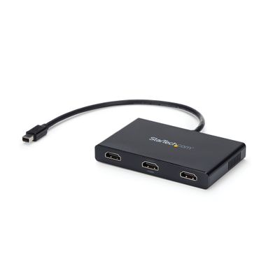StarTech.com 3-Port Multi Monitor Adapter - Mini DisplayPort to HDMI MST Hub - Triple 1080p or Dual 4K 30Hz - Video Splitter for Extended Desktop Mode on Windows Only - mDP 1.2 to 3x HDMI Mini DisplayPort 3x HDMI 3840 x 2160 pixels Black Plastic - Thumbnail 2