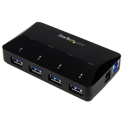 StarTech.com 4-Port USB 3.0 Hub (5Gbps) plus Dedicated Charging Port - 1 x 2.4A Port - Image 1