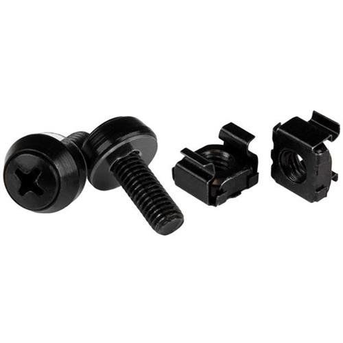 StarTech.com 100-Pack M6 12mm Screws Square Hole Cage Nuts and Installation Tool Hardware Mounting Kit for 19" or 10" Server Racks Cabinets and Enclosures Black - TAA - Image 1