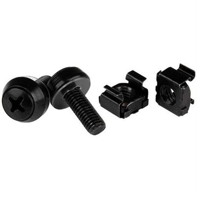 StarTech.com 100-Pack M6 12mm Screws Square Hole Cage Nuts and Installation Tool Hardware Mounting Kit for 19" or 10" Server Racks Cabinets and Enclosures Black - TAA