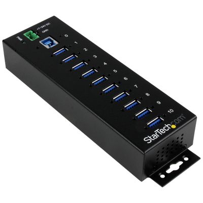 StarTech.com 10-Port USB 3.0 Hub - 5Gbps - Metal Industrial USB-A Hub with ESD &amp; Surge Protection - Din Rail Wall or Desk Mountable - TAA Compliant USB Expander Hub - Thumbnail 2
