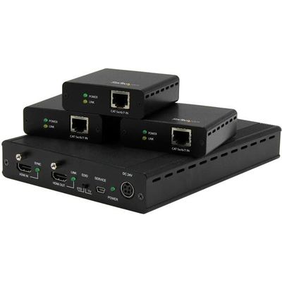 StarTech.com 3-Port HDBaseT Extender Kit with 3 Receivers - 1x3 HDMI over CAT5e Splitter - Up to 4K - TAA - Thumbnail 2