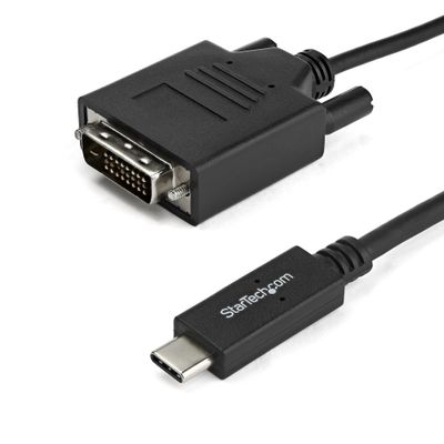 StarTech.com 6.6 ft (2m) USB-C to DVI Cable - 1920 x 1200 - Black 2 m USB Type-C DVI-D Male Male Straight - Thumbnail 2