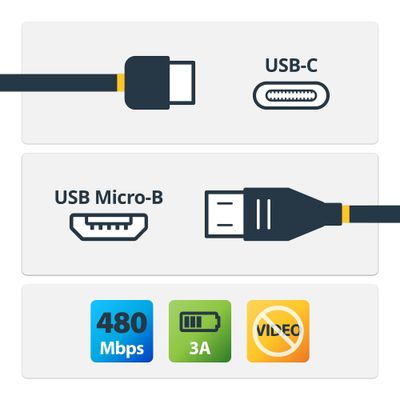 StarTech.com 6.6ft (2m) USB-C to Micro USB-B Cable Data Cord USB 2.0 USB C to Micro-B Data Transfer Cable - Thumbnail 2