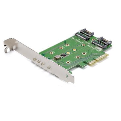 StarTech.com 3-Port M.2 SSD (NGFF) Adapter Card - 1 x PCIe (NVMe) M.2 2 x SATA III M.2 - PCIe 3.0 - TAA - Thumbnail 2