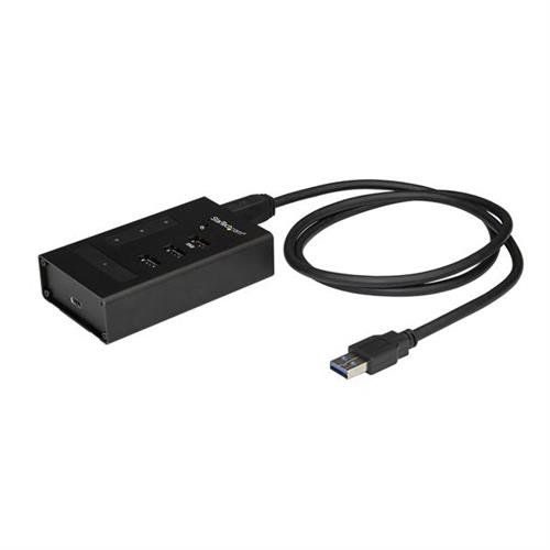StarTech.com 4 Port USB 3.0 Hub - USB Type-A to 1x USB-C & 3x USB-A - Commercial Metal USB Hub - SuperSpeed USB 3.2 Gen 1 (5Gbps)- Self Powered - BC 1.2 Fast Charge - Mountable/Rugged - Image 1