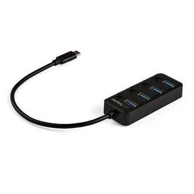StarTech.com 4 Port Bus Powered USB C Hub with Individual On/Off Switches USB 3.0 (5Gbps) Expansion Hub Desktop/Laptop USB-C to USB-A Splitter