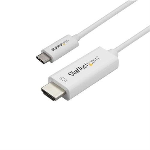 StarTech.com 3.3ft (1m) USB C to HDMI Cable - 4K 60Hz USB Type C to HDMI 2.0 Video Adapter Cable - Thunderbolt Compatible - Laptop to HDMI Monitor/Display - DP 1.2 Alt Mode HBR2 - White - Image 1