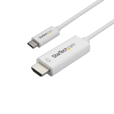 StarTech.com 3.3ft (1m) USB C to HDMI Cable - 4K 60Hz USB Type C to HDMI 2.0 Video Adapter Cable - Thunderbolt Compatible - Laptop to HDMI Monitor/Display - DP 1.2 Alt Mode HBR2 - White - Thumbnail 2