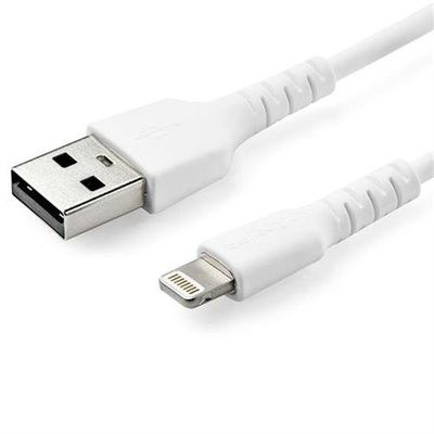 StarTech.com 3 foot (1m) Durable White USB-A to Lightning Cable - Heavy Duty Rugged Aramid Fiber USB Type A to Lightning Charger/Sync Power Cord - Apple MFi Certified iPad/iPhone 12 1 m Lightning USB A Male Male White