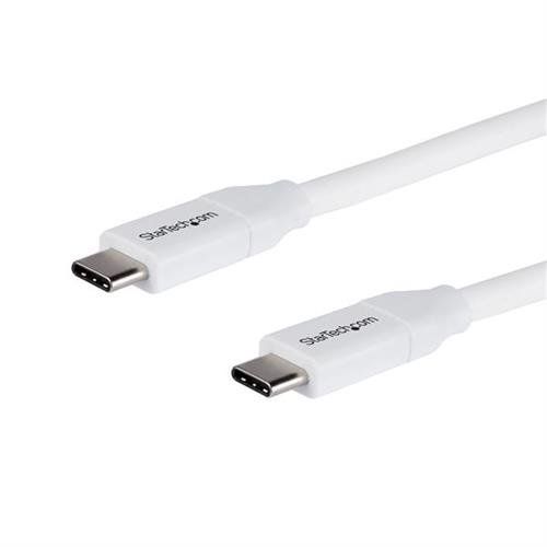 StarTech.com 6.6ft (2m) USB-C Fast Charging Cable Charge & Sync 100W (5A) PD USB 2.0 USB-IF Certified - White USB C Charging Cord - Image 1