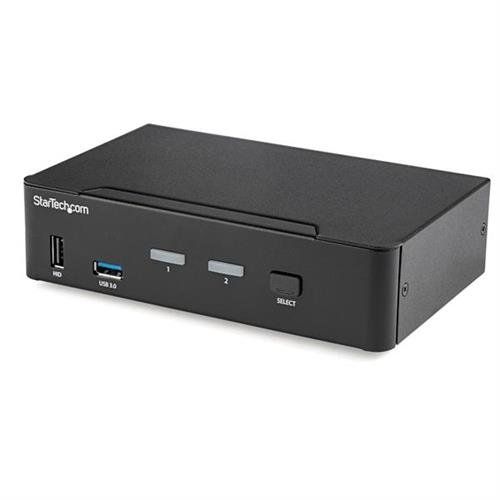 StarTech.com 2 Port DisplayPort KVM Switch - 4K 60Hz - Single Display - Dual Port UHD DP 1.2 USB KVM Switch with Integrated USB 3.0 Hub & Audio - Dell HP Apple Lenovo - TAA Compliant - Image 1