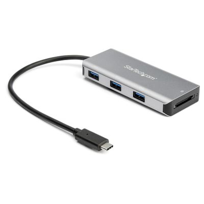 StarTech.com 3 Port 10Gbps USB C Hub with SD Card Reader - 3x USB-A &amp; 1x SD Slot - Portable USB 3.2 Gen 2 Type C Adapter Hub - Laptop Hub - USB Bus Powered - Thunderbolt 3 Compatible - TAA - Thumbnail 2