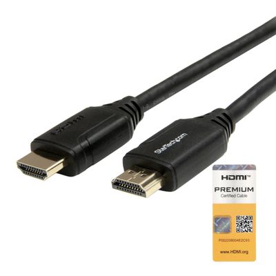 StarTech.com 6ft (2m) Slim HDMI Cable Flexible Premium Certified HDMI 2.0 Cord with Ethernet UHD 4K 60Hz HDR10 Durable Aramid Fiber Design with TPE Jacket - Thumbnail 2