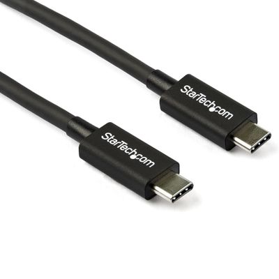 StarTech.com 2.6ft (80cm) Thunderbolt 3 Cable 40Gbps 100W PD 4K/5K Thunderbolt Certified Compatible with Thunderbolt 4/USB 3.2/DisplayPort Male Male 0.8 m 40 Gbit/s Black Nickel - Thumbnail 2