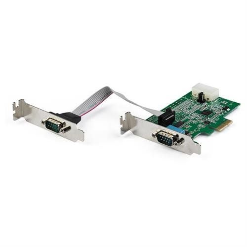 StarTech.com 2-port PCI Express RS232 Serial Adapter Card - PCIe RS232 Serial Host Controller Card - PCIe to Serial DB9 - 16950 UART - Low Profile Expansion Card - Windows & Linux - TAA - Image 1