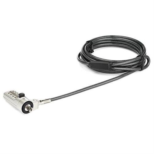 StarTech.com 6.6ft (2m) Laptop Cable Lock - 4-Digit Combination Laptop/Desktop Security Cable Lock for Wedge Slot Computers - Anti-Theft Vinyl-Coated Steel Combo Cable Lock - Portable - TAA - Image 1