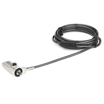 StarTech.com 6.6ft (2m) Laptop Cable Lock - 4-Digit Combination Laptop/Desktop Security Cable Lock for Wedge Slot Computers - Anti-Theft Vinyl-Coated Steel Combo Cable Lock - Portable - TAA - Thumbnail 2