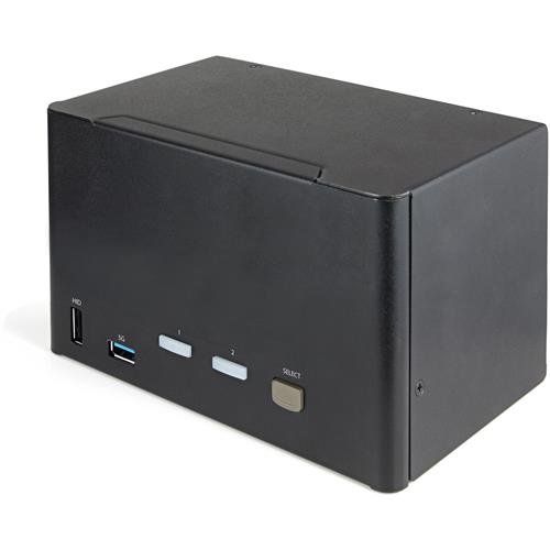 StarTech.com 2 Port Quad Monitor DisplayPort KVM Switch - 4K 60Hz UHD HDR - Desktop 4K DP 1.2 KVM with 2 Port USB 3.0 Hub (5Gbps) & 4x USB 2.0 HID Ports Audio - Hotkey Switching - TAA - Image 1