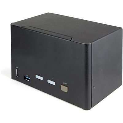StarTech.com 2 Port Quad Monitor DisplayPort KVM Switch - 4K 60Hz UHD HDR - Desktop 4K DP 1.2 KVM with 2 Port USB 3.0 Hub (5Gbps) & 4x USB 2.0 HID Ports Audio - Hotkey Switching - TAA