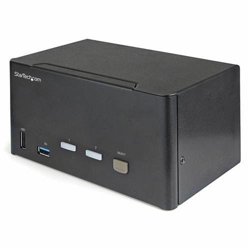 StarTech.com 2 Port Triple Monitor DisplayPort KVM Switch - 4K 60Hz UHD HDR - Desktop DP 1.2 KVM with 2 Port USB 3.0 Hub (5Gbps) & 4x USB 2.0 HID Ports Audio - Hotkey Switching - TAA - Image 1
