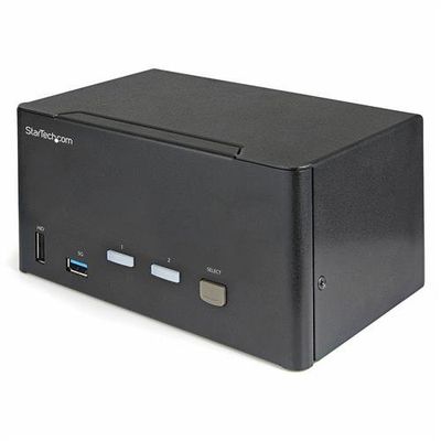 StarTech.com 2 Port Triple Monitor DisplayPort KVM Switch - 4K 60Hz UHD HDR - Desktop DP 1.2 KVM with 2 Port USB 3.0 Hub (5Gbps) & 4x USB 2.0 HID Ports Audio - Hotkey Switching - TAA