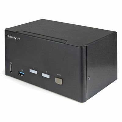 StarTech.com 2 Port Triple Monitor DisplayPort KVM Switch - 4K 60Hz UHD HDR - Desktop DP 1.2 KVM with 2 Port USB 3.0 Hub (5Gbps) &amp; 4x USB 2.0 HID Ports Audio - Hotkey Switching - TAA - Thumbnail 2