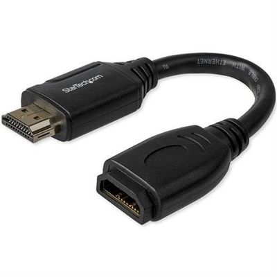 StarTech.com 6in (15cm) HDMI Port Saver Cable - 4K 60Hz High Speed HDMI 2.0 Extension Cable with Ethernet - Short HDMI Extension Cable - HDMI Male to Female Extension Adapter Cord
