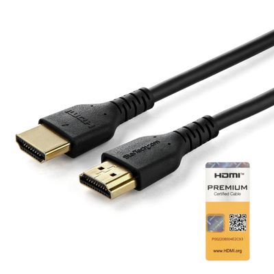 StarTech.com 3ft (1m) Slim HDMI Cable Flexible Premium Certified HDMI 2.0 Cord with Ethernet UHD 4K 60Hz HDR10 Durable Aramid Fiber Design with TPE Jacket - Thumbnail 2